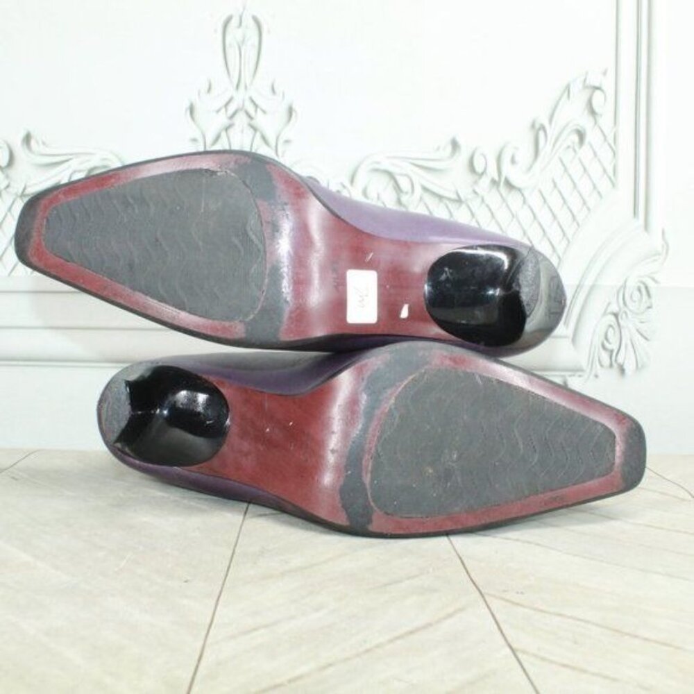 Women's Purple Leather Square Toe Stiletto Heeled Boots Brazil Made Size 7 M - Picture 8 of 9